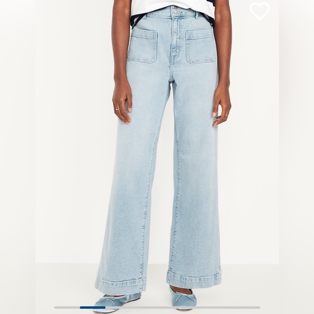 Patch pocket wide leg jeans